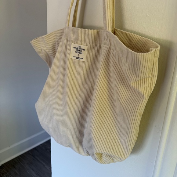 NEW Sezane Corduroy Tote, Ivory - Picture 6 of 7